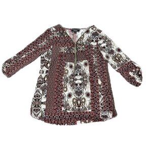 Corvia Boho Zip Top Olive green and maroon Size S